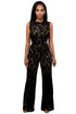 Sexy Black Lace Nude Illusion Back Cutout Jumpsuit